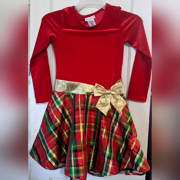 Bonnie Jean Velvet and Plaid Christmas Dress - Picture 1 of 6